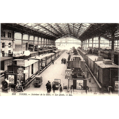 Interieur De La Gare Les Quais French Antique Postcard PE12