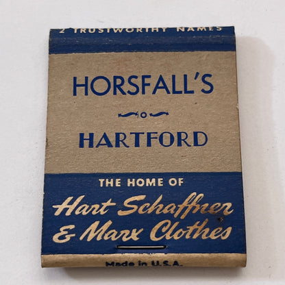 Horsfall's Hartford CT Hart Schaffner & Marx Clothes Matchbook Cover TB8-MB3-1