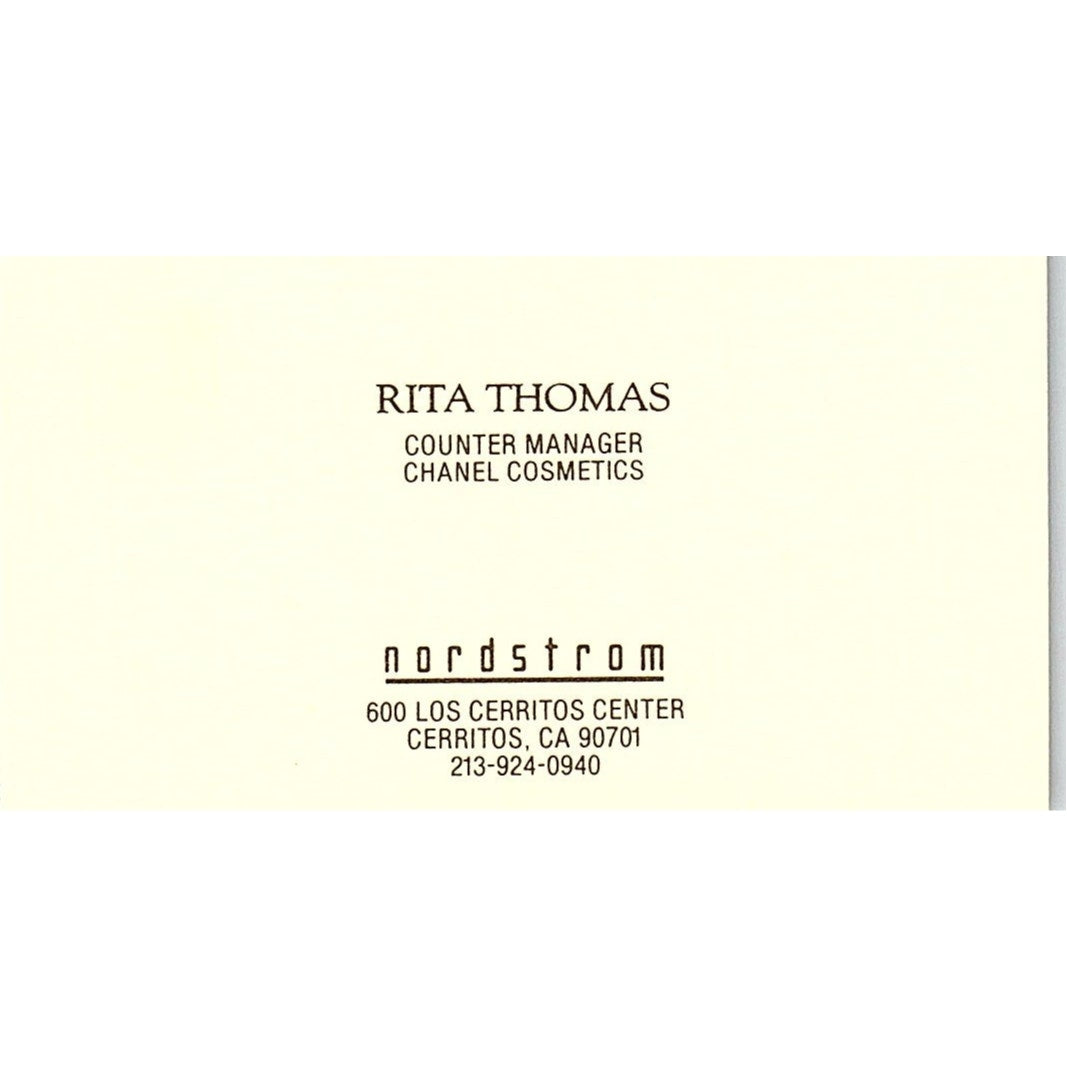 Rita Thomas Nordstrom Cerritos CA Vintage Business Card SD9-B14