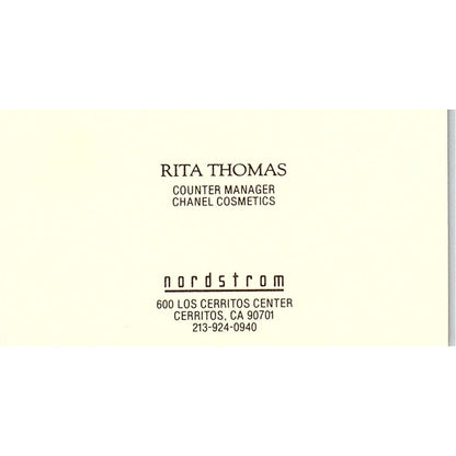 Rita Thomas Nordstrom Cerritos CA Vintage Business Card SD9-B14