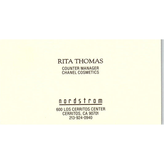 Rita Thomas Nordstrom Cerritos CA Vintage Business Card SD9-B14