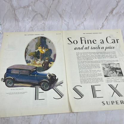 Essex Super Six Sedan 2 Pages 1928 Original Magazine Advertisement FL6-8