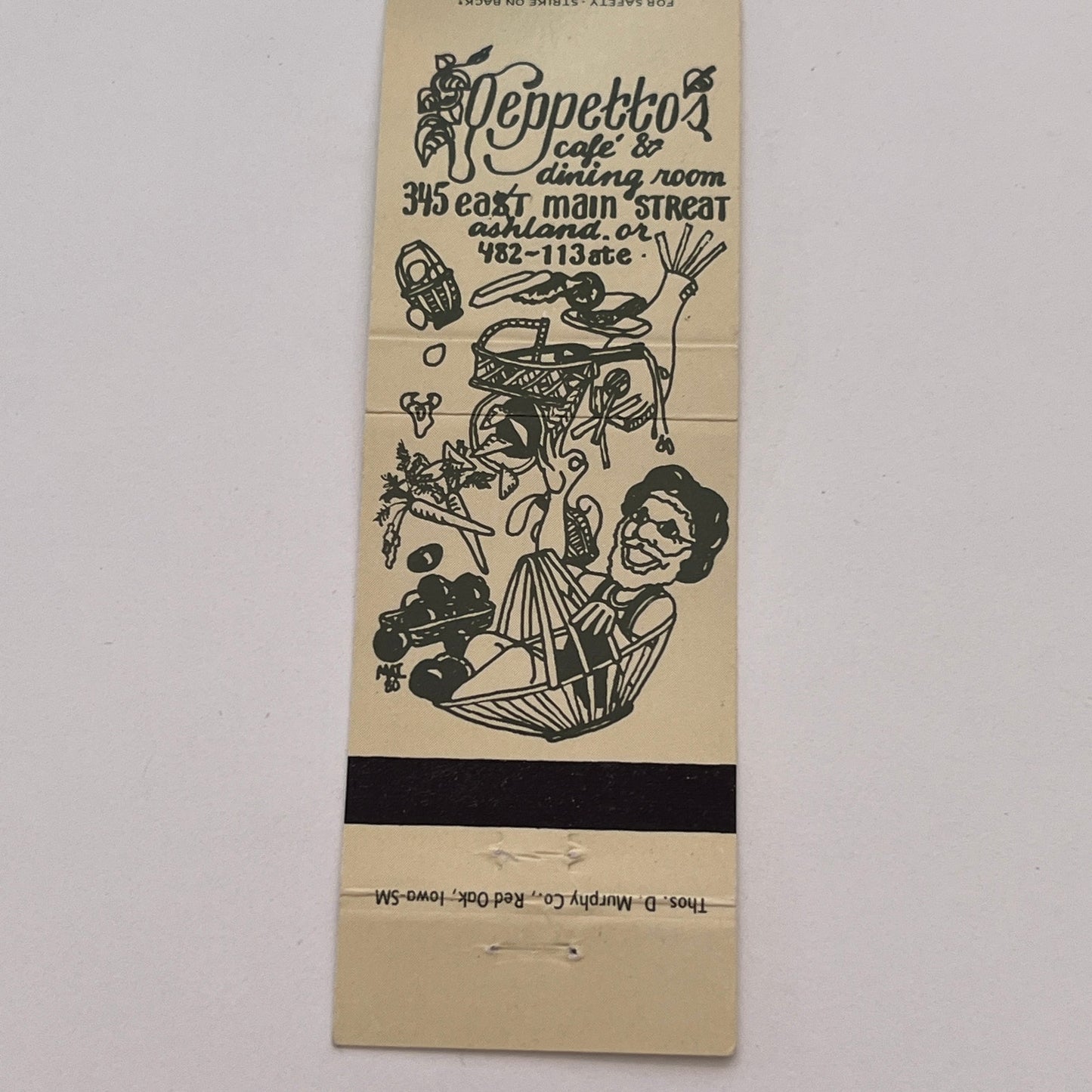 Geppetto's Cafe & Bar 395 East Main St Ashland OR Vintage Matchbook MB59-2