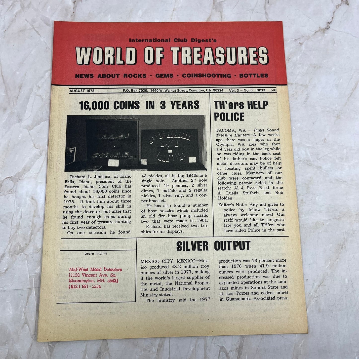 1978 Aug - International Club Digest World of Treasures Magazine Newsletter M16