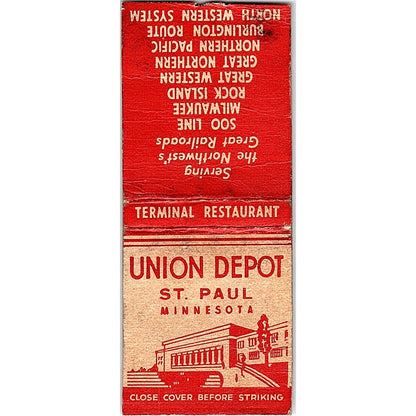 Union Depot Terminal Restaurant St. Paul MN Vintage Matchbook Cover SC7-Y10