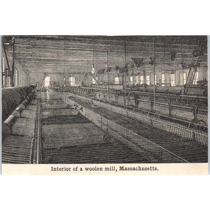 Interior of a Woolen Mill in Massachusetts 1901 Engraving AF2-P2