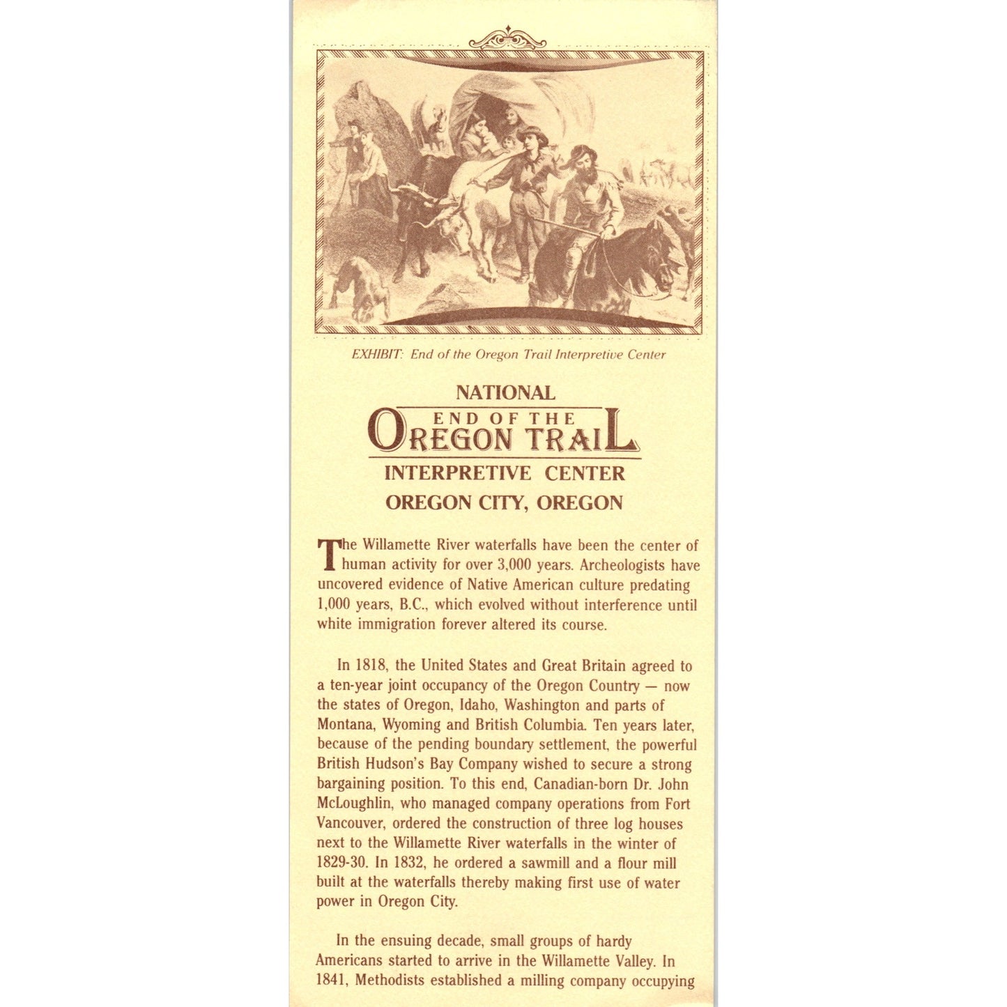 Vtg National End of Oregon Trail Interpretive Center Oregon City Leaflet TH2-O2