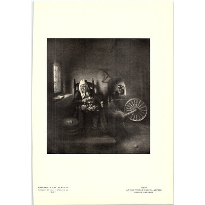 An Old Woman Paring Apples - Maes - 1908 Litho Art Print AF5-5