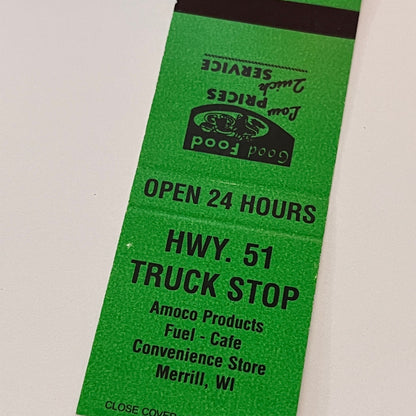 Hwy 51 Truck Stop Merrill WI Vintage Matchbook Cover MB59-3