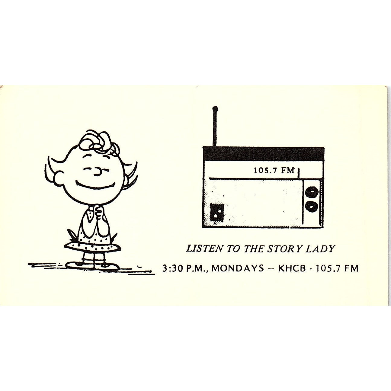 The Story Lady KHCB 105.7 FM Vintage Business Card TH2-B2
