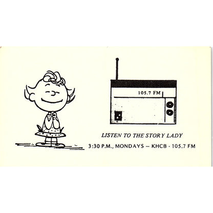 The Story Lady KHCB 105.7 FM Vintage Business Card TH2-B2