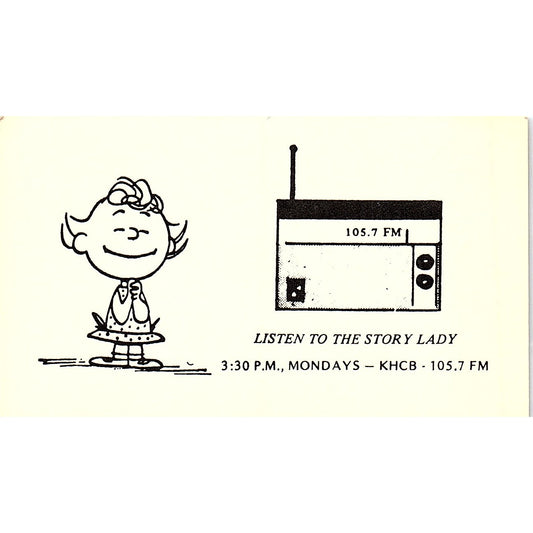 The Story Lady KHCB 105.7 FM Vintage Business Card TH2-B2