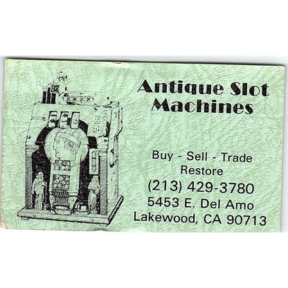 Antique Slot Machines Lakewood CA Vintage Business Card SE3-B16