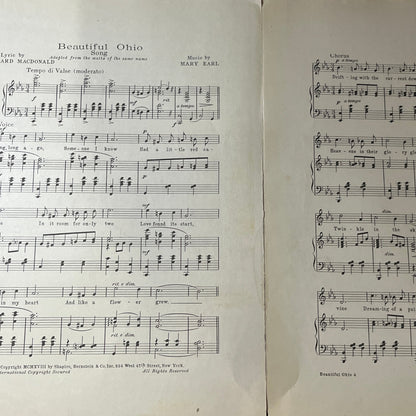 Beautiful Ohio Mary Earl Ballard Macdonald 1918 Sheet Music V13