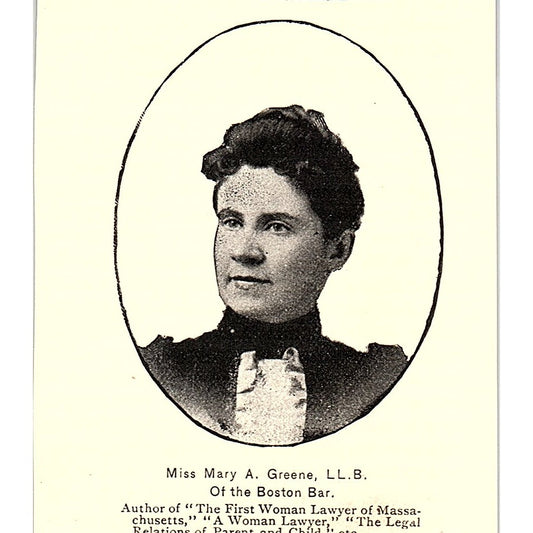 Mary A Greene LL.B. Boston Bar Chautauqua Women's Council 1892 Portrait AG2-M22