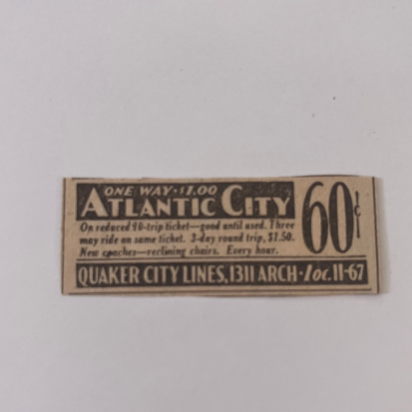 Quaker City Lines Atlantic City Philadephia PA 1931 Newspaper Ad SAG4-S13