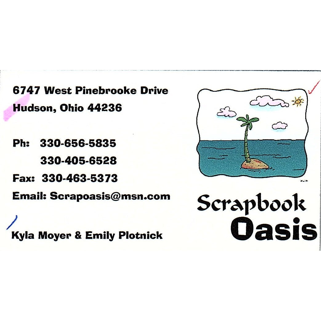 Kyla Moyer Emily Plotnick Scrapbook Oasis Hudson OH Vtg Business Card SC9-B10