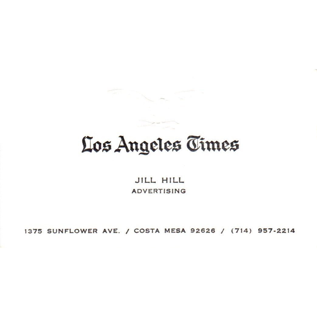 Jill Hill Los Angeles Times Costa Mesa Vintage Business Card SD8-B20