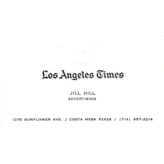 Jill Hill Los Angeles Times Costa Mesa Vintage Business Card SD8-B20