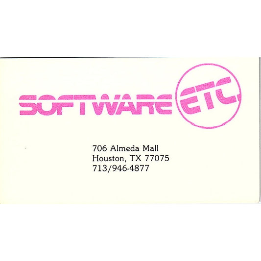 Software Etc 706 Almeda Mall Houston TX Vintage Business Card SD9-B2