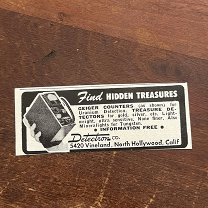 Detectron Co Geiger Counters Treasure Detectors Hollywood CA 1955 Ad AF9-S2