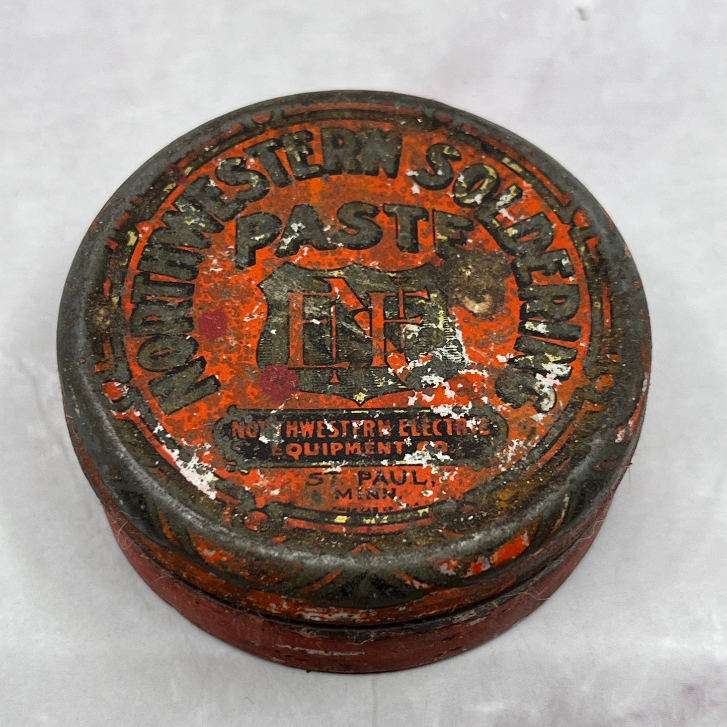 Antique Northwestern Electric Equipment Co Soldering Paste Tin St Paul MN SC1