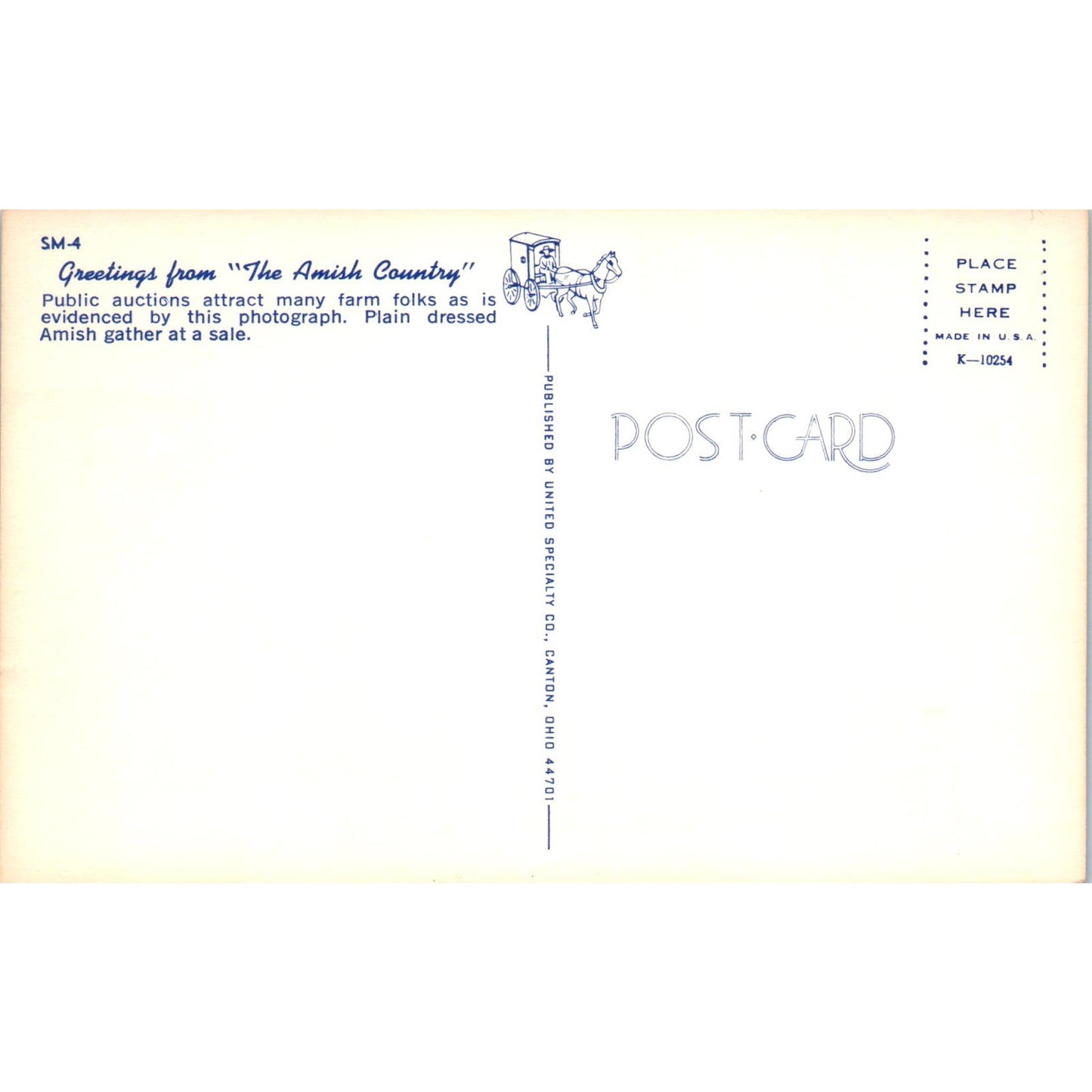 Amish Public Auction Sale Pennsylvania Dutch Country Postcard PD8