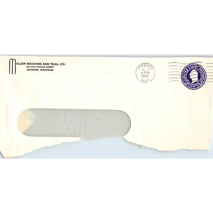 1950 Miller Machine and Tool Co Jackson MI Postal Cover Envelope TH9-L2