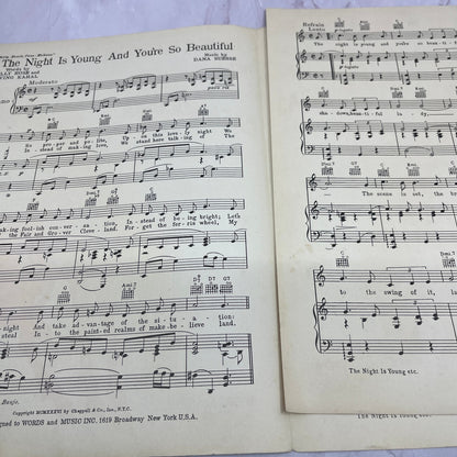 1936 The Night is Young and You're So Beautiful Casa Mañana Sheet Music V14-1