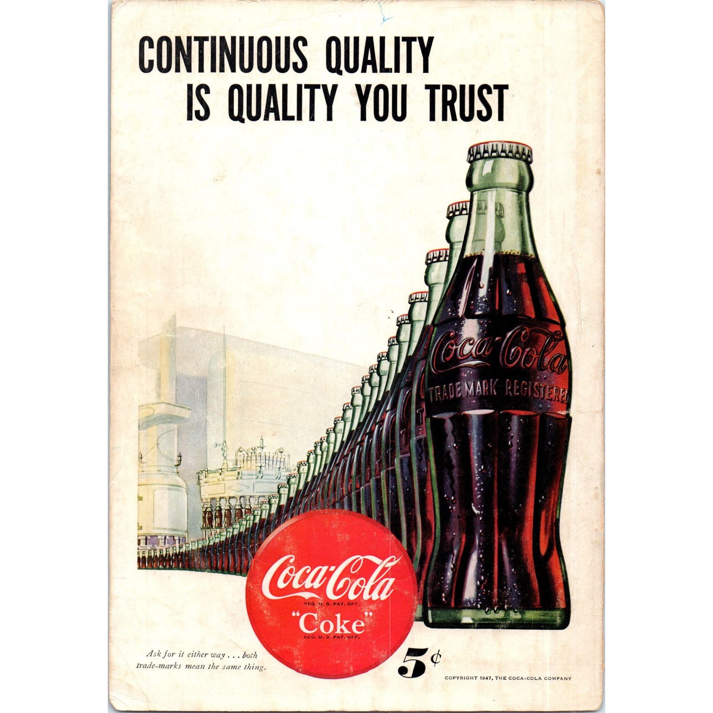 Coke - Quality You Trust - Coca Cola 1947 Magazine Ad 7x10 D10