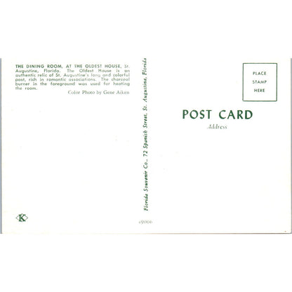 The Dining Room at Oldest House in St. Augustine FL Vintage Postcard PD1