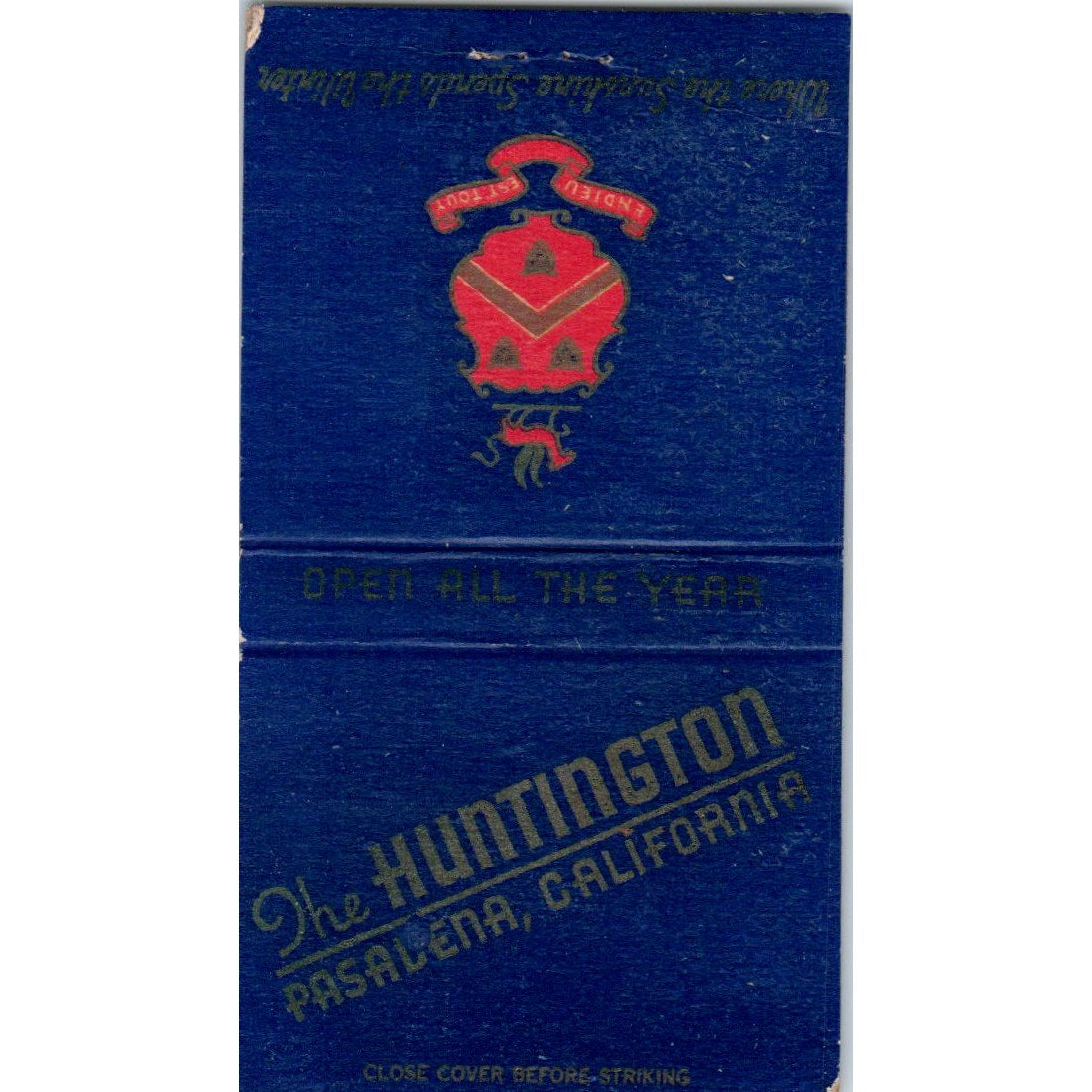 The Huntington Pasadena California Vintage Matchbook Cover SF4-Y6