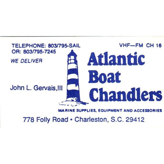 Atlantic Boat Chandlers John L. Gervais III Charleston SC Business Card SD8-B8