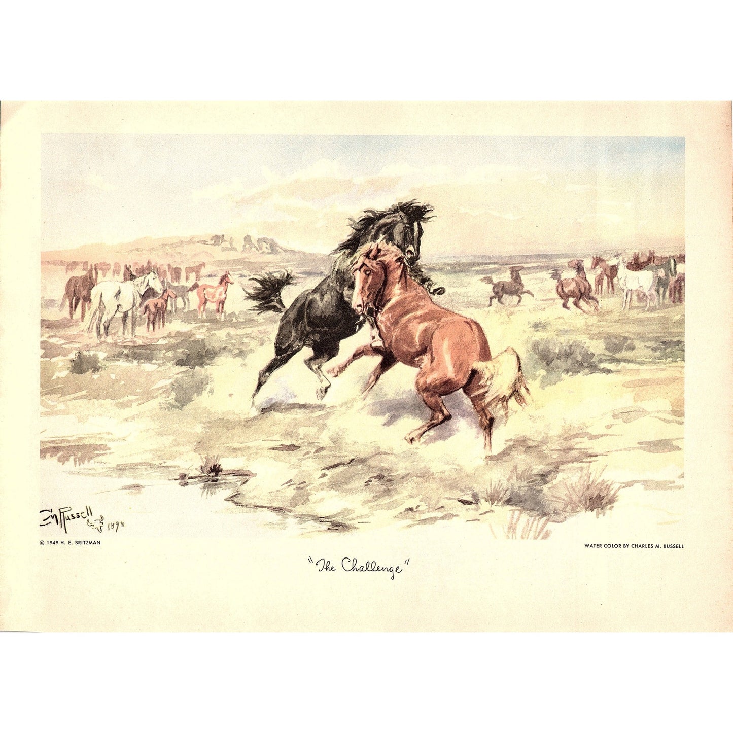 The Challenge Charles M Russell Western 1949 Art Print D26