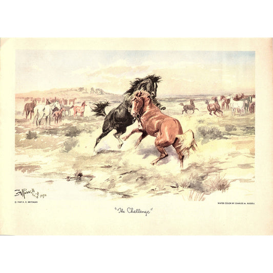 The Challenge Charles M Russell Western 1949 Art Print D26