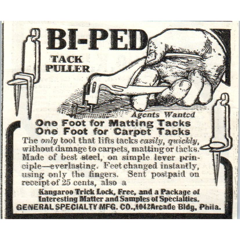Bi-Ped Tack Puller General Specialty Co Philadelphia Advertisement AE7-A2