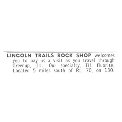Lincoln Trails Rock Shop Greenup Illinois 1972 Ad AF8-S25