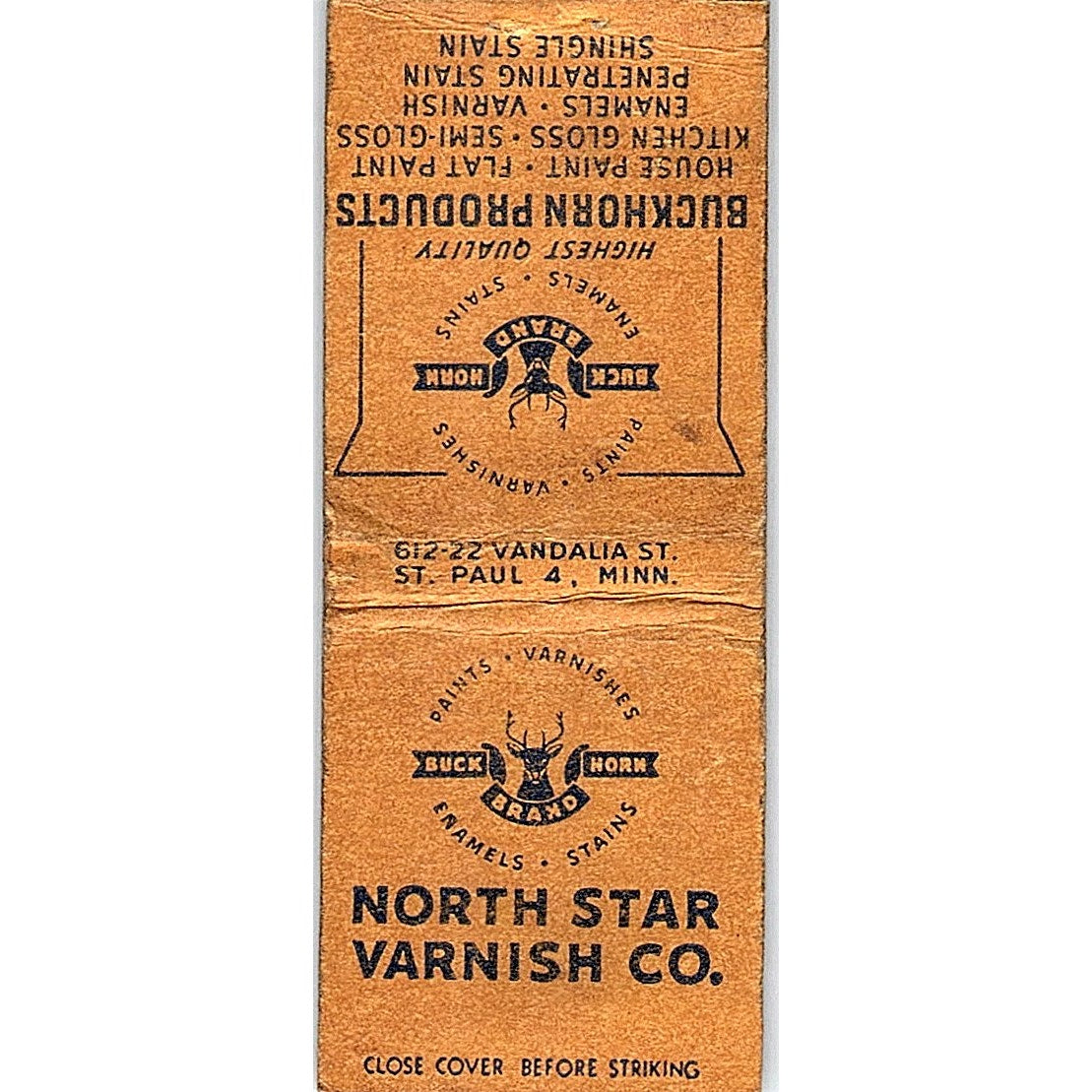 North Star Varnish Co St. Paul MN Vintage Matchbook Cover SF3-Y5
