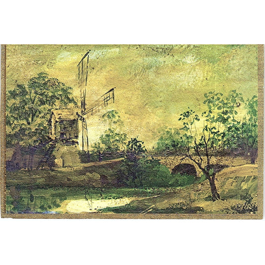 Country Windmill Scene Vintage Art Print 3x5 V12