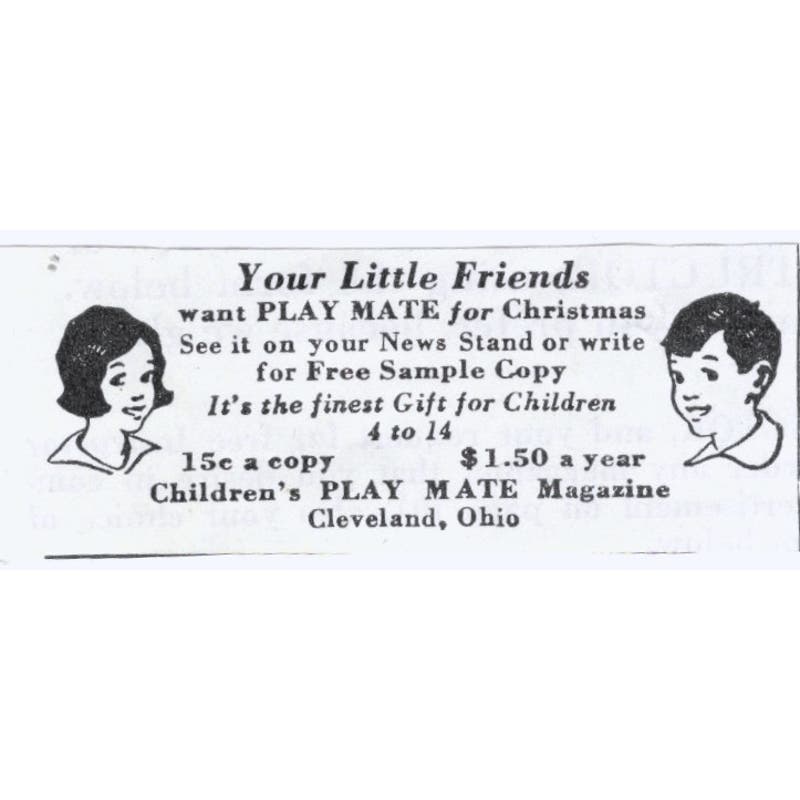 Children's Play Mate Magazine Cleveland OH 1930s Magazine Advertisement AE4-I3