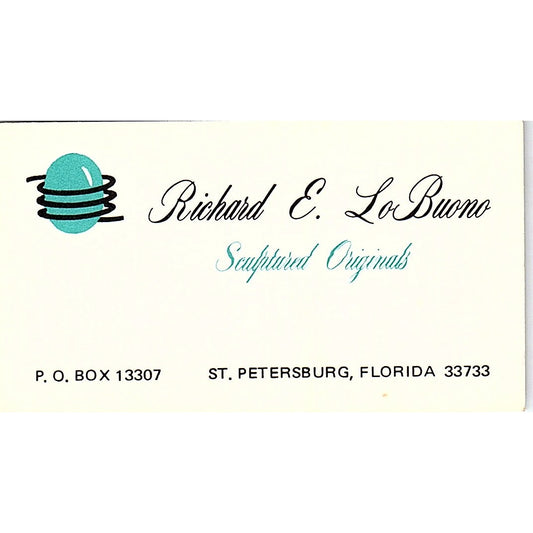 Richard E Lo Buono Sculpture Artist St. Petersburg FL Vtg Business Card SE3-B11