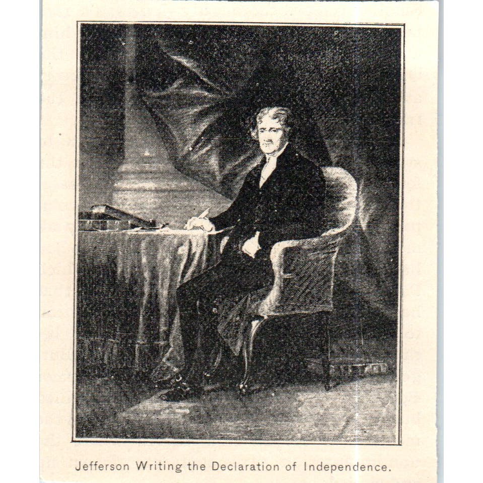 Jefferson Writing The Declaration of Independence c1890 Victorian Print AE8-CH10