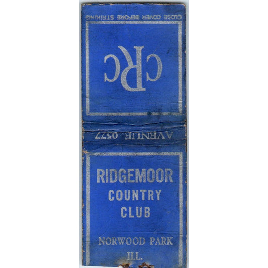 Ridgemoor Country Club Norwood Park IL Vintage Matchbook Cover SD4-Y16
