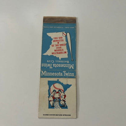 Minnesota Twins Baseball Schedule 1965 MN Vintage Matchbook Cover MB37-2