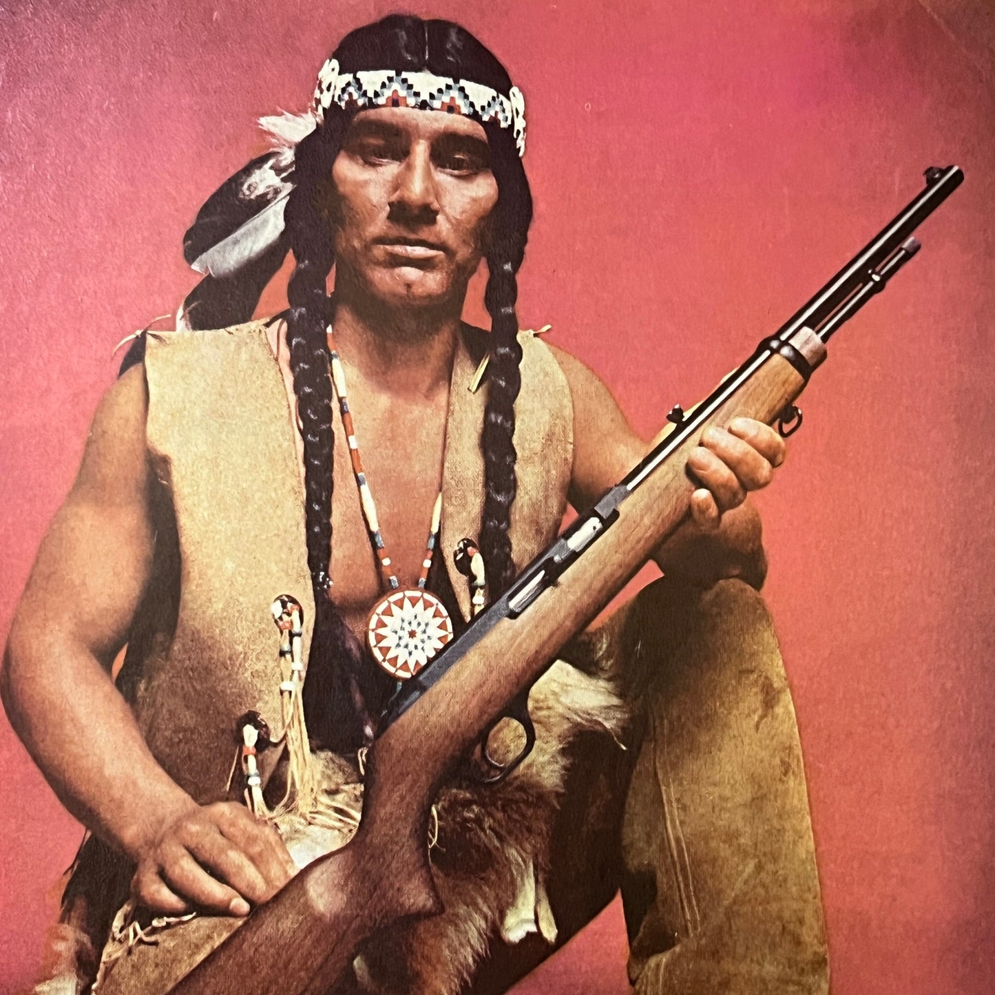 1969 Ad Savage Native American With Shotgun Rifle Indian 8x10 Vintage Print V2