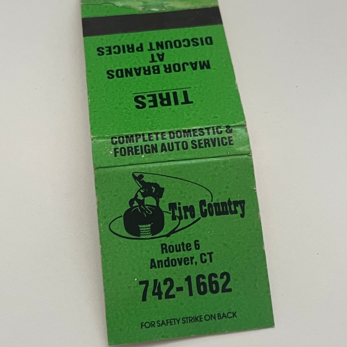 Tire Country Route 6 Andover CT Vintage Matchbook Cover MM4-1