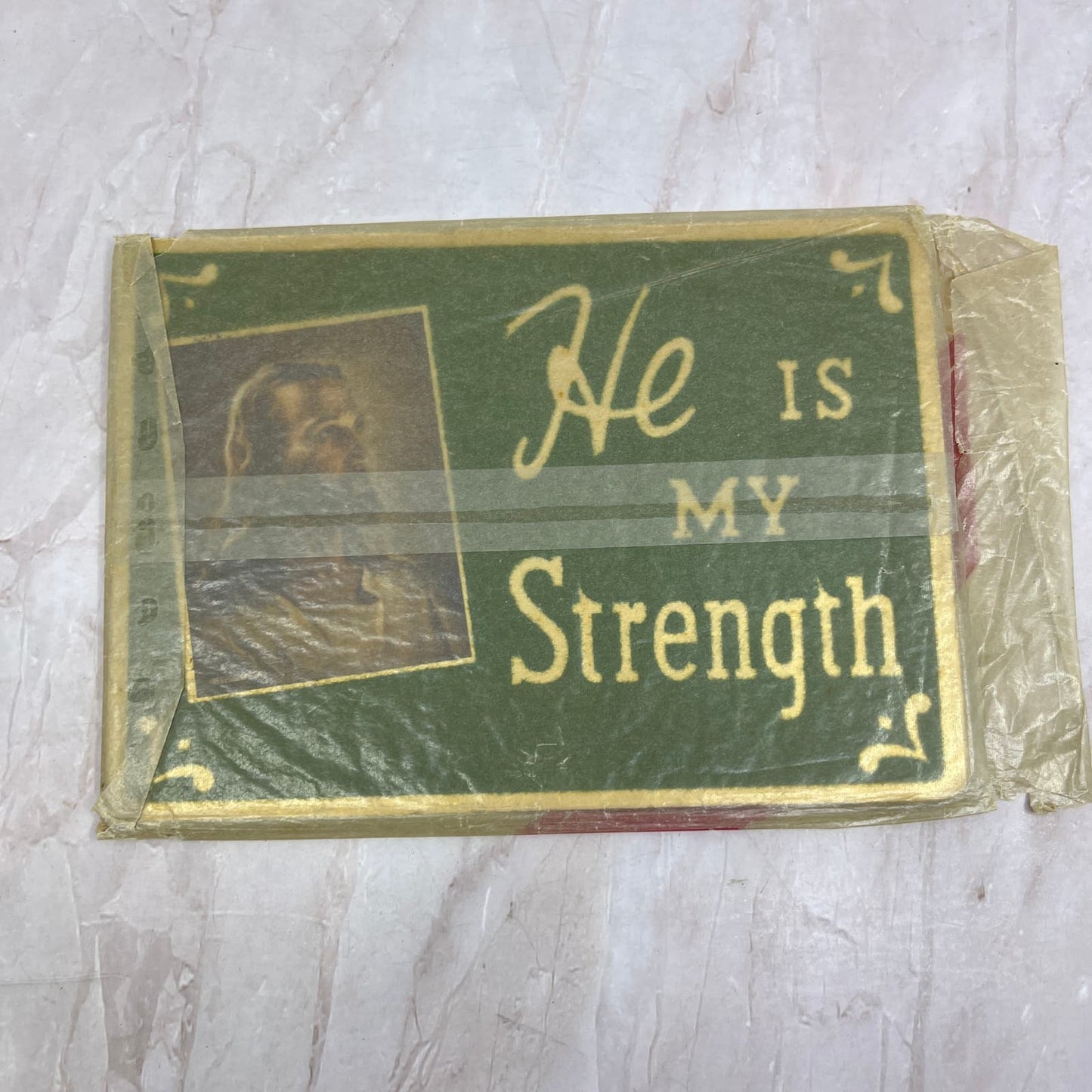 Jesus He is My Strength Christian Witness Motto Wall Plaque 5x7" Flocked TG8-VV