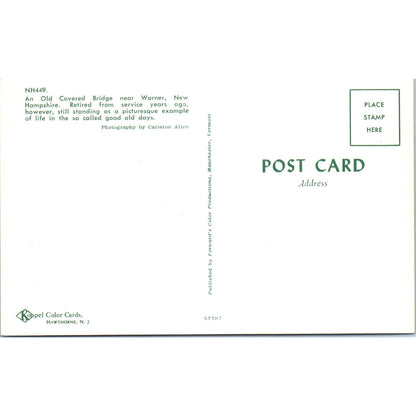 Warner New Hampshire Covered Bridge Postcard PB12