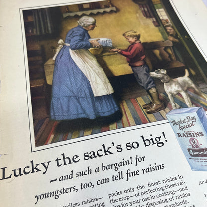 Sun-Maid Raisins Lucky the Sack's So Big 10x13 Magazine Advertisement FL6-7