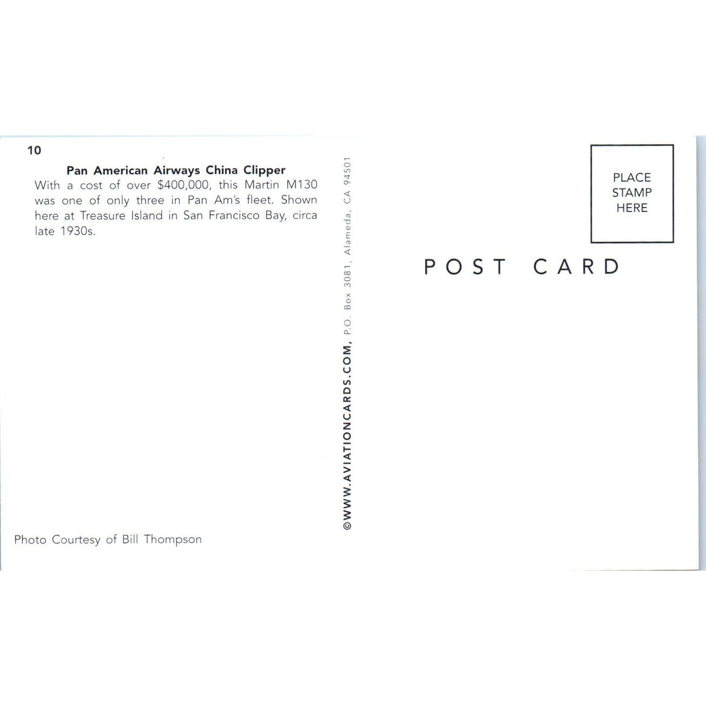 Pan American Airways China Clipper Vintage Postcard TG8-PC
